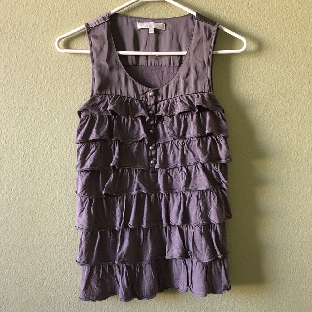 Boutique Frilly Top Sleeveless Plum Blouse S